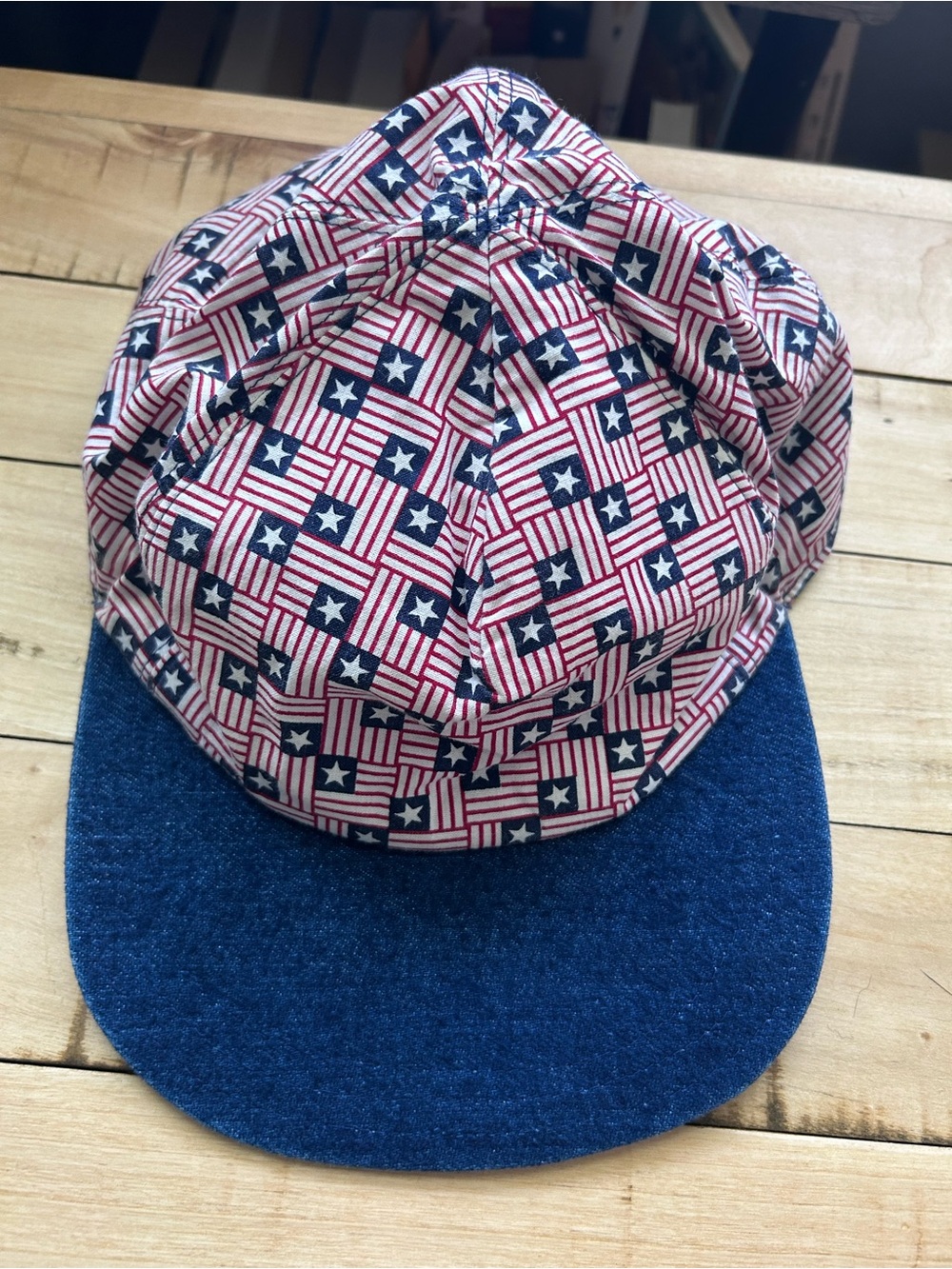 USA Patriotic Stars & Stripes Cap with Denim Brim